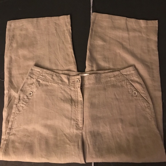 🆕Chico’s Tan Linen Crop Pants - Picture 1 of 4